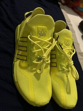 Adidas NMD R1 V2 Solar Yellow Neon Highlighter Running Shoes Mens Sz 11.5 *read